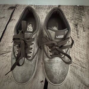 Vans Women's Silver and Black Sneakers